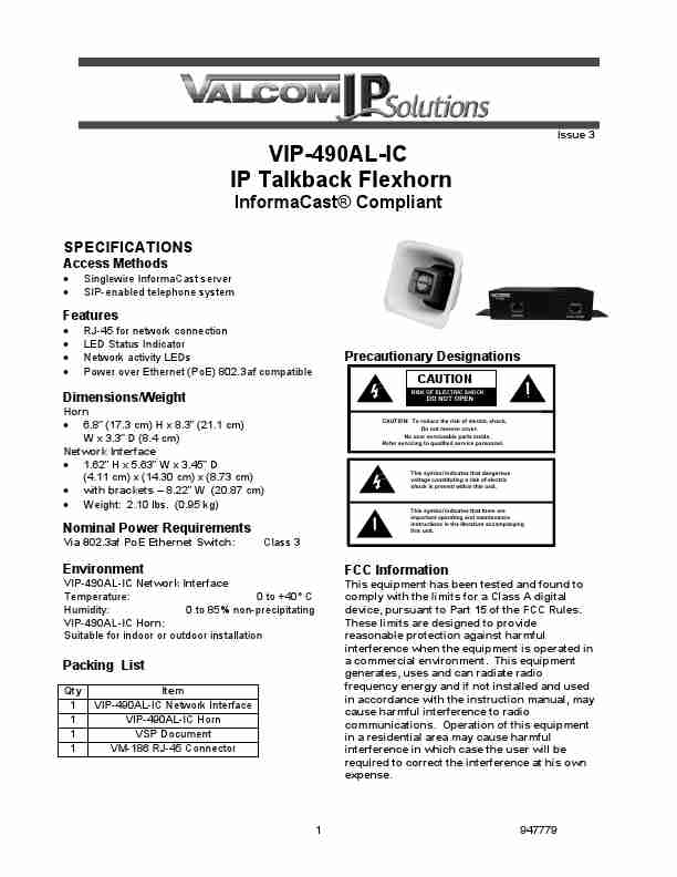 VALCOM IP SOLUTIONS VIP-490AL-IC-page_pdf